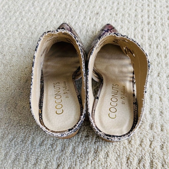 Coconuts By Matisse High Heel Mule Faux Python Upper Cut Outs Pointy Toes 8.5M - Picture 3 of 11